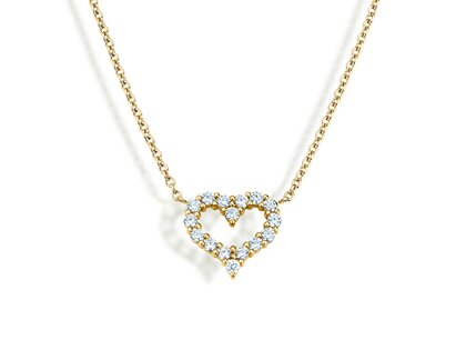 Anhänger Heart Diamonds in 14K Gelbgold mit Diamanten 0,26ct