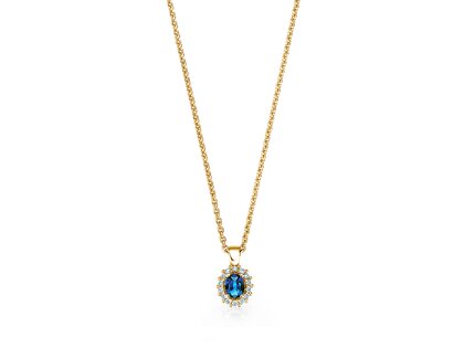 Anhänger Jolie in 14K Gelbgold mit Saphir 0,25ct und Diamanten 0,07ct