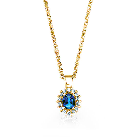 Anhänger Jolie in 14K Gelbgold mit Saphir 0,25ct und Diamanten 0,07ct