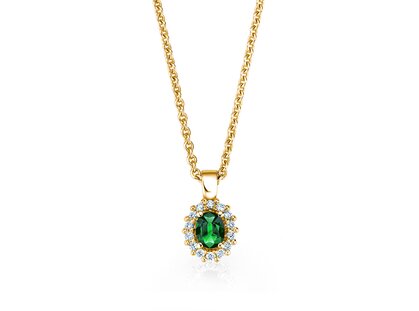 Anhänger Jolie in 14K Gelbgold mit Smaragd 0,25ct und Diamanten 0,07ct