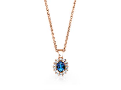 Anhänger Jolie in 18K Roségold mit Saphir 0,25ct und Diamanten 0,07ct