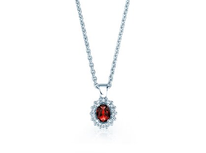 Anhänger Jolie in 14K Weißgold mit Rubin 0,25ct und Diamanten 0,07ct