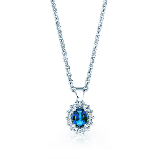 Anhänger Jolie in 14K Weißgold mit Saphir 0,25ct und Diamanten 0,07ct