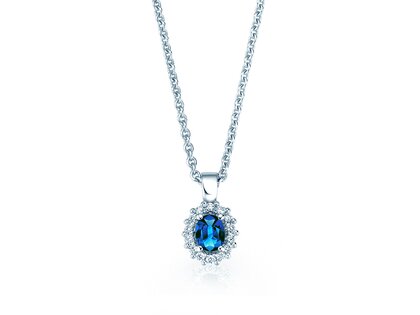 Anhänger Jolie in 14K Weißgold mit Saphir 0,25ct und Diamanten 0,07ct