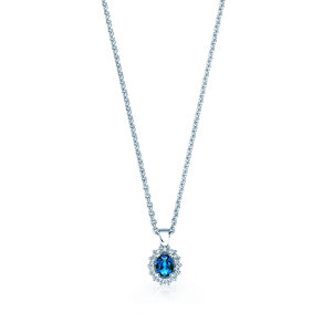 Anhänger Jolie in 14K Weißgold mit Saphir 0,25ct und Diamanten 0,07ct