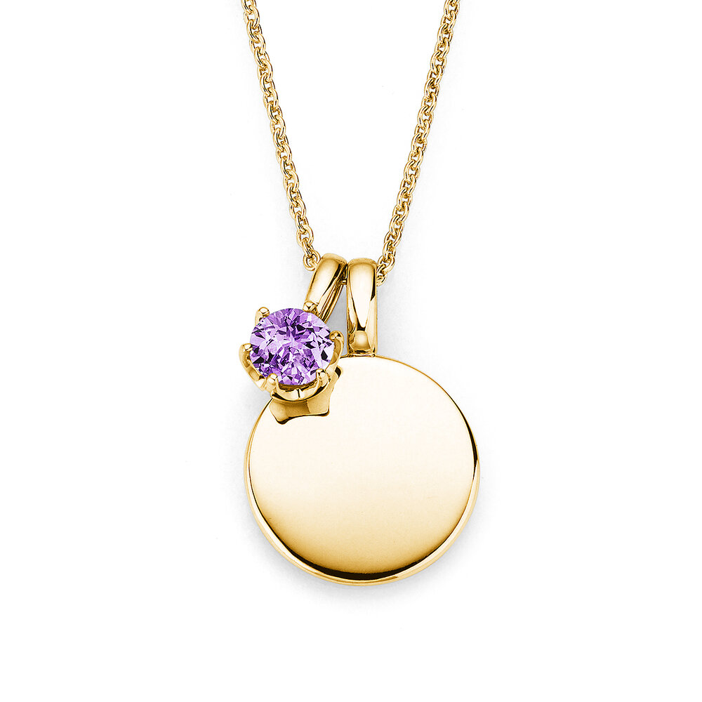 Geburtsstein-Anhänger Lea Februar in 18K Gelbgold mit Amethyst 0,50ct