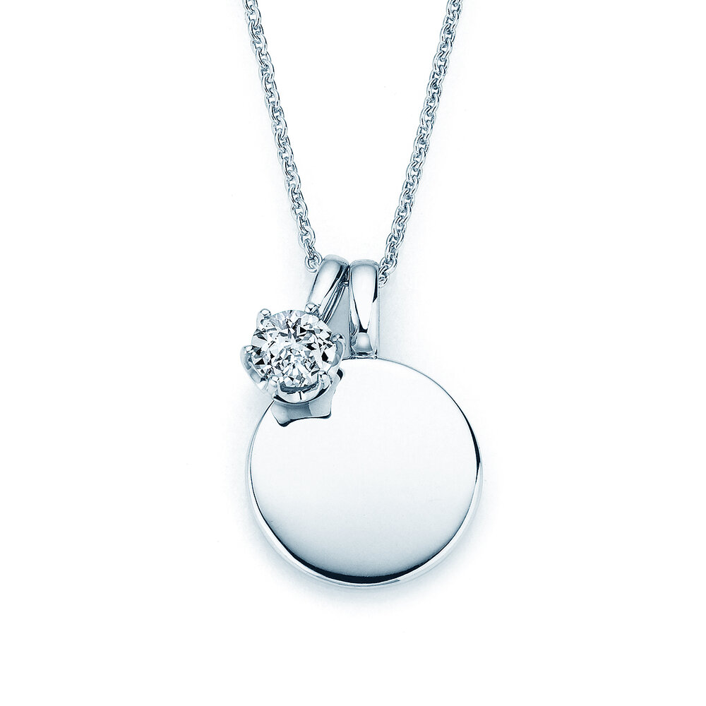 Geburtsstein-Anhänger Lea April in 14K Weißgold mit Diamant 0,50ct