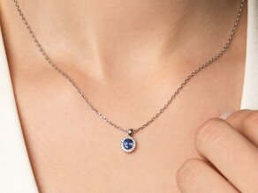 Anhänger Windsor in 14K Weißgold mit Saphir 0,60ct und Diamanten 0,12ct
