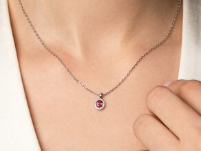 Anhänger Windsor in 18K Gelbgold mit Rubin 0,60ct und Diamanten 0,12ct