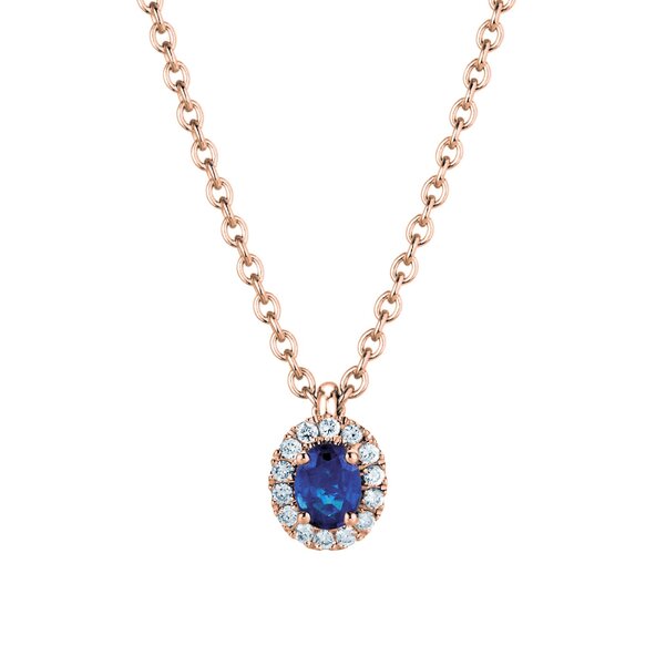 Anhänger Windsor in 18K Roségold mit Saphir 0,60ct und Diamanten 0,12ct
