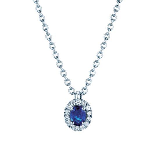 Anhänger Windsor in 14K Weißgold mit Saphir 0,60ct und Diamanten 0,12ct