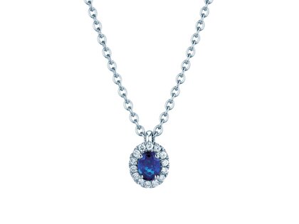 Anhänger Windsor in 14K Weißgold mit Saphir 0,60ct und Diamanten 0,12ct