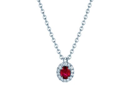 Anhänger Windsor in 18K Weißgold mit Rubin 0,60ct und Diamanten 0,12ct