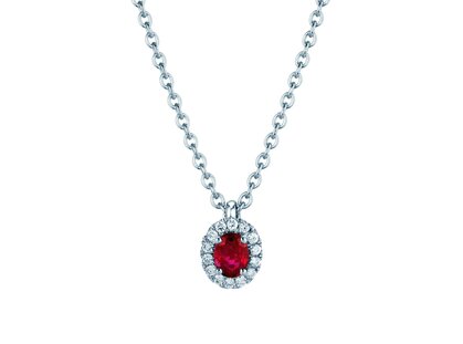 Anhänger Windsor in 18K Weißgold mit Rubin 0,60ct und Diamanten 0,12ct