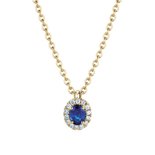 Anhänger Windsor in 18K Gelbgold mit Saphir 0,60ct und Diamanten 0,12ct