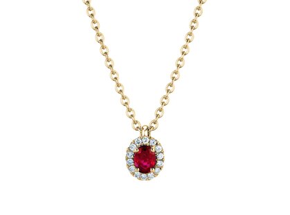 Anhänger Windsor in 18K Gelbgold mit Rubin 0,60ct und Diamanten 0,12ct