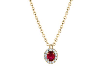 Anhänger Windsor in 18K Gelbgold mit Rubin 0,60ct und Diamanten 0,12ct