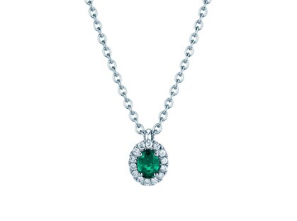 Anhänger Windsor in 14K Weißgold mit Smaragd 0,60ct und Diamanten 0,12ct