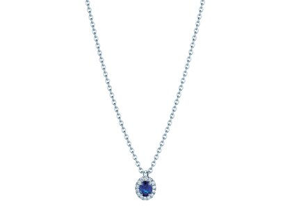 Anhänger Windsor in 14K Weißgold mit Saphir 0,60ct und Diamanten 0,12ct
