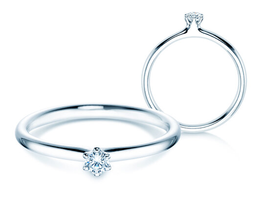Verlobungsring Classic 6 in 14K Weißgold mit Diamant 0,07ct H/SI