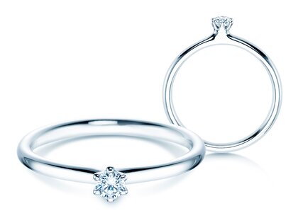 Verlobungsring Classic 6 in 9K Weißgold mit Diamant 0,10ct G/IF