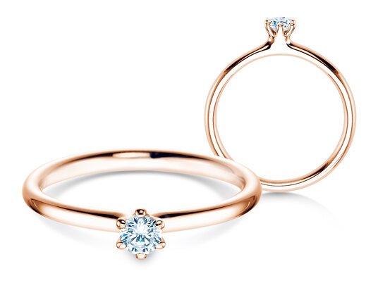 Verlobungsring Classic 6 in 18K Roségold mit Diamant 0,15ct H/SI