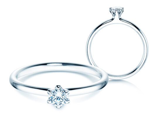 Verlobungsring Classic 6 in 14K Weißgold mit Diamant 0,20ct H/SI