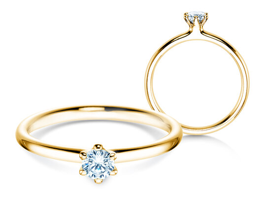 Verlobungsring Classic 6 in 14K Gelbgold mit Diamant 0,20ct G/SI
