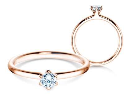 Verlobungsring Classic 6 in 9K Roségold mit Diamant 0,20ct G/SI