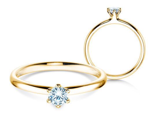 Verlobungsring Classic 6 in 14K Gelbgold mit Diamant 0,25ct H/SI