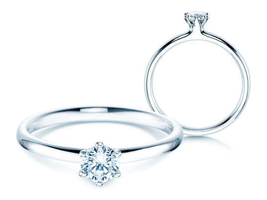Verlobungsring Classic 6 in 14K Weißgold mit Diamant 0,30ct G/IF