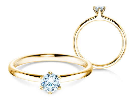 Verlobungsring Classic 6 in 14K Gelbgold mit Diamant 0,30ct H/SI