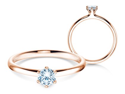 Verlobungsring Classic 6 in 18K Roségold mit Diamant 0,30ct H/SI