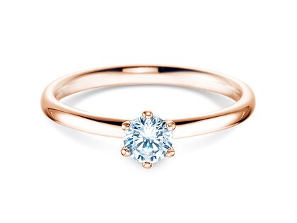 Verlobungsring Classic 6 in 18K Roségold mit Diamant 0,30ct H/SI