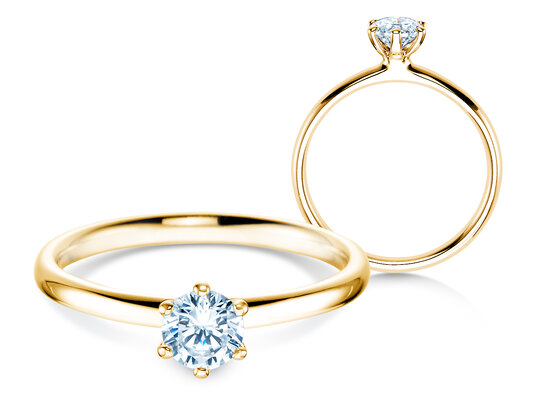 Verlobungsring Classic 6 in 14K Gelbgold mit Diamant 0,40ct H/SI