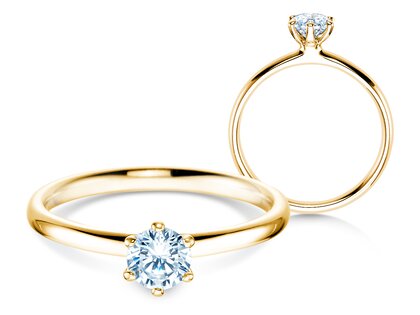 Verlobungsring Classic 6 in 14K Gelbgold mit Diamant 0,40ct H/SI