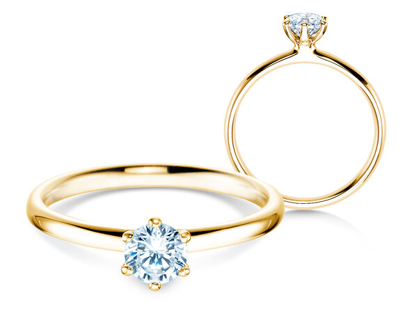 Verlobungsring Classic 6 in 14K Gelbgold mit Diamant 0,40ct H/SI