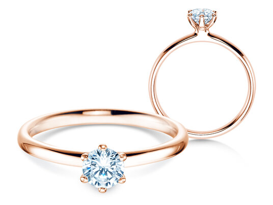 Verlobungsring Classic 6 in 18K Roségold mit Diamant 0,40ct H/SI
