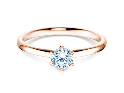 Verlobungsring Classic 6 in 18K Roségold mit Diamant 0,40ct H/SI