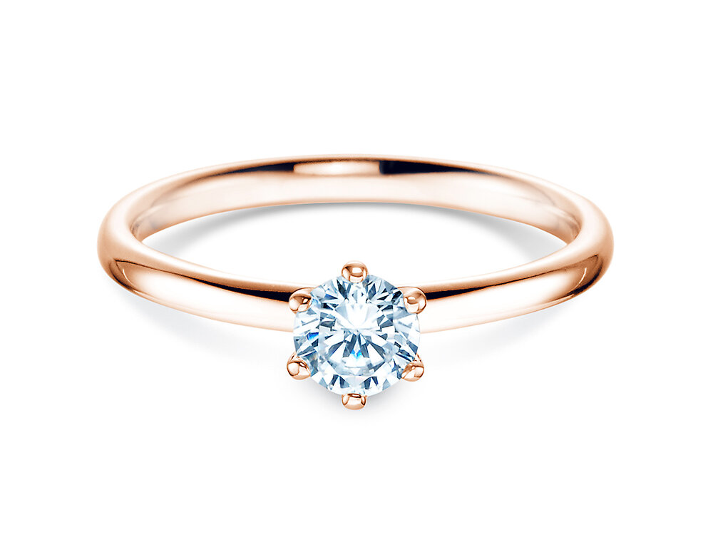 Verlobungsring Classic 6 in 18K Roségold mit Diamant 0,40ct G/SI