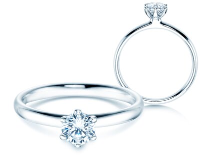 Verlobungsring Classic 6 in 9K Weißgold mit Labordiamant 0,50ct E/VS