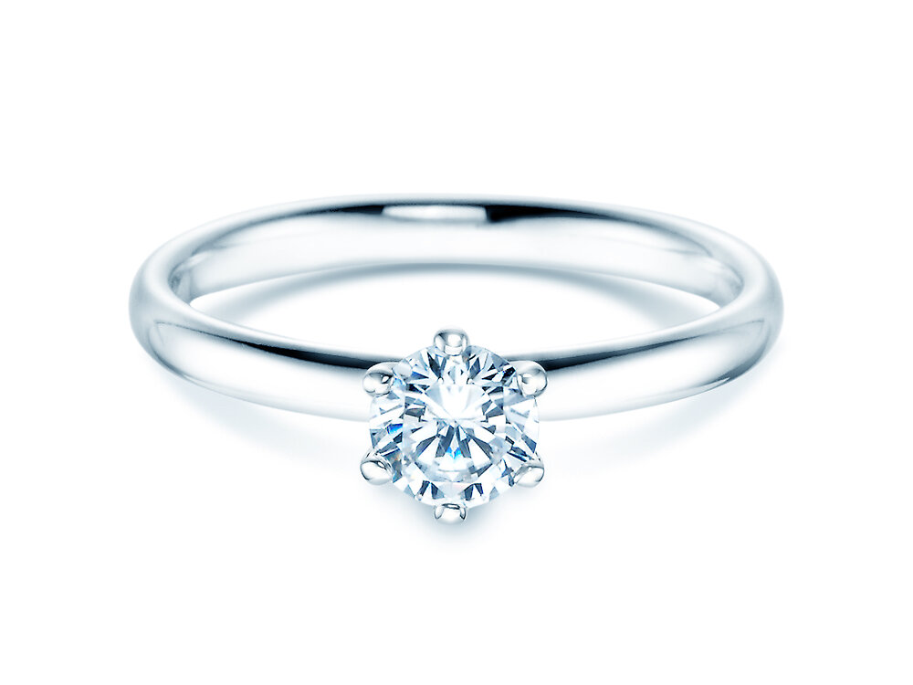 Verlobungsring Classic 6 in 9K Weißgold mit Diamant 0,50ct G/SI