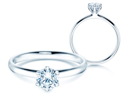 Verlobungsring Classic 6 in 18K Weißgold mit Diamant 0,60ct H/SI