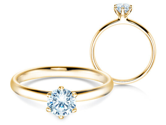 Verlobungsring Classic 6 in 18K Gelbgold mit Diamant 0,60ct G/IF