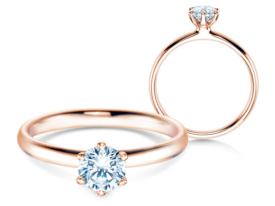 Verlobungsring Classic 6 in 18K Roségold mit Diamant 0,60ct H/SI