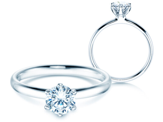 Verlobungsring Classic 6 in 14K Weißgold mit Diamant 0,75ct H/SI