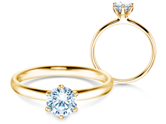 Verlobungsring Classic 6 in 14K Gelbgold mit Diamant 0,75ct H/SI