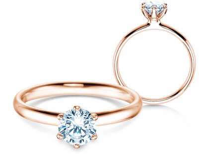Verlobungsring Classic 6 in 9K Roségold mit Diamant 0,75ct G/SI