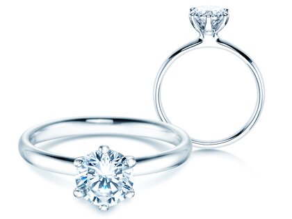 Verlobungsring Classic 6 in 18K Weißgold mit Diamant 1,00ct H/SI