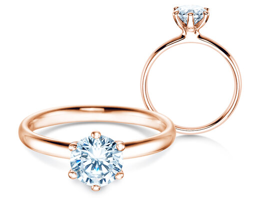 Verlobungsring Classic 6 in 14K Roségold mit Diamant 1,00ct H/SI